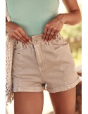 Kurze Shorts mit Bündchen, Beige 2011 - Online-Shop - Boutique